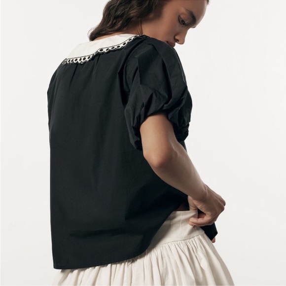 Embroidered vneck collar blouse anthro nwt - Picture 4 of 8